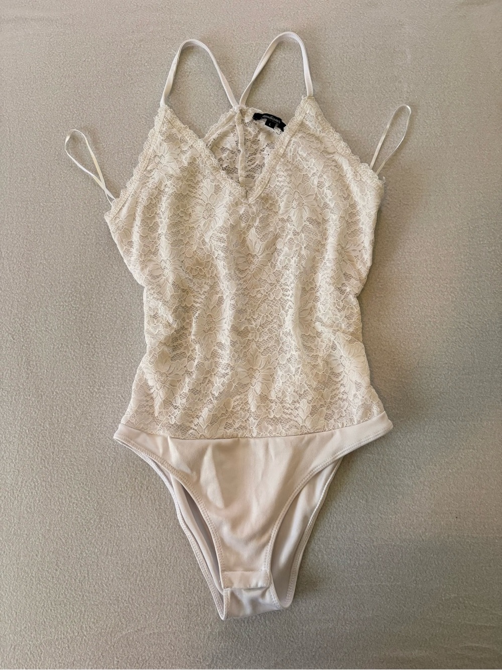Ambiance Cream Lace Spaghetti Strap Bodysuit